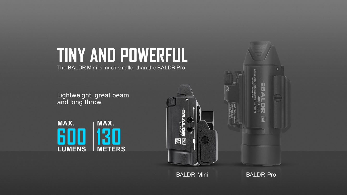 OLight - BALDR Mini Tactical Light 600 Lumens & Green Laser Combo