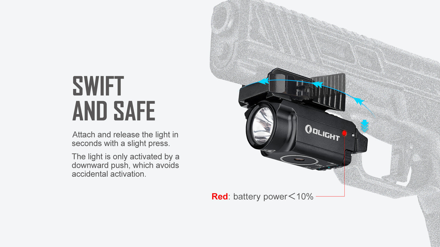 OLight - BALDR Mini Tactical Light 600 Lumens & Green Laser Combo