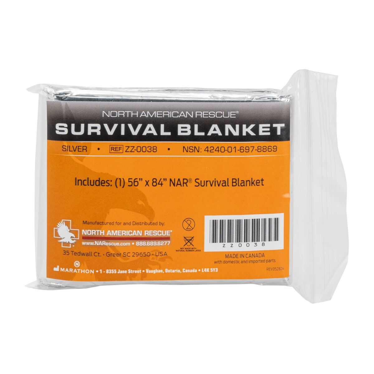 NAR - EMERGENCY SURVIVAL BLANKET - 56" X 84"