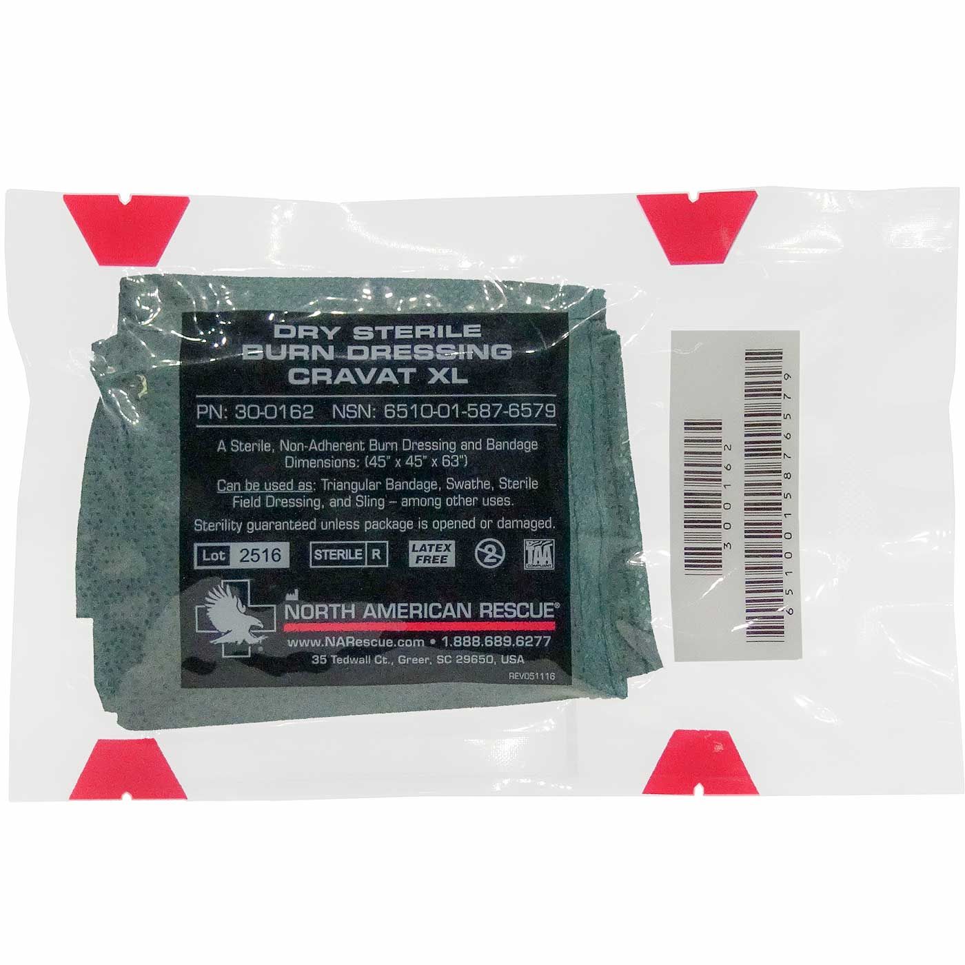 NAR - DRY STERILE BURN DRESSING CRAVAT XL - (Limit 2 Per Customer)
