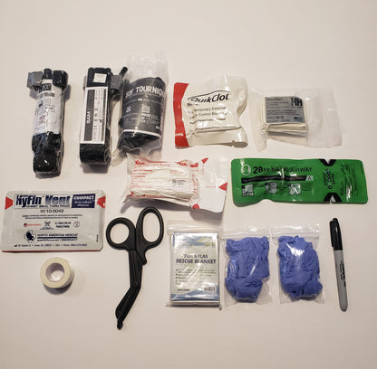 Centa1 Med Kits - BASIC TFAK Kit with Tear Away Medical Pouch with 12-Piece TFAK Supplies