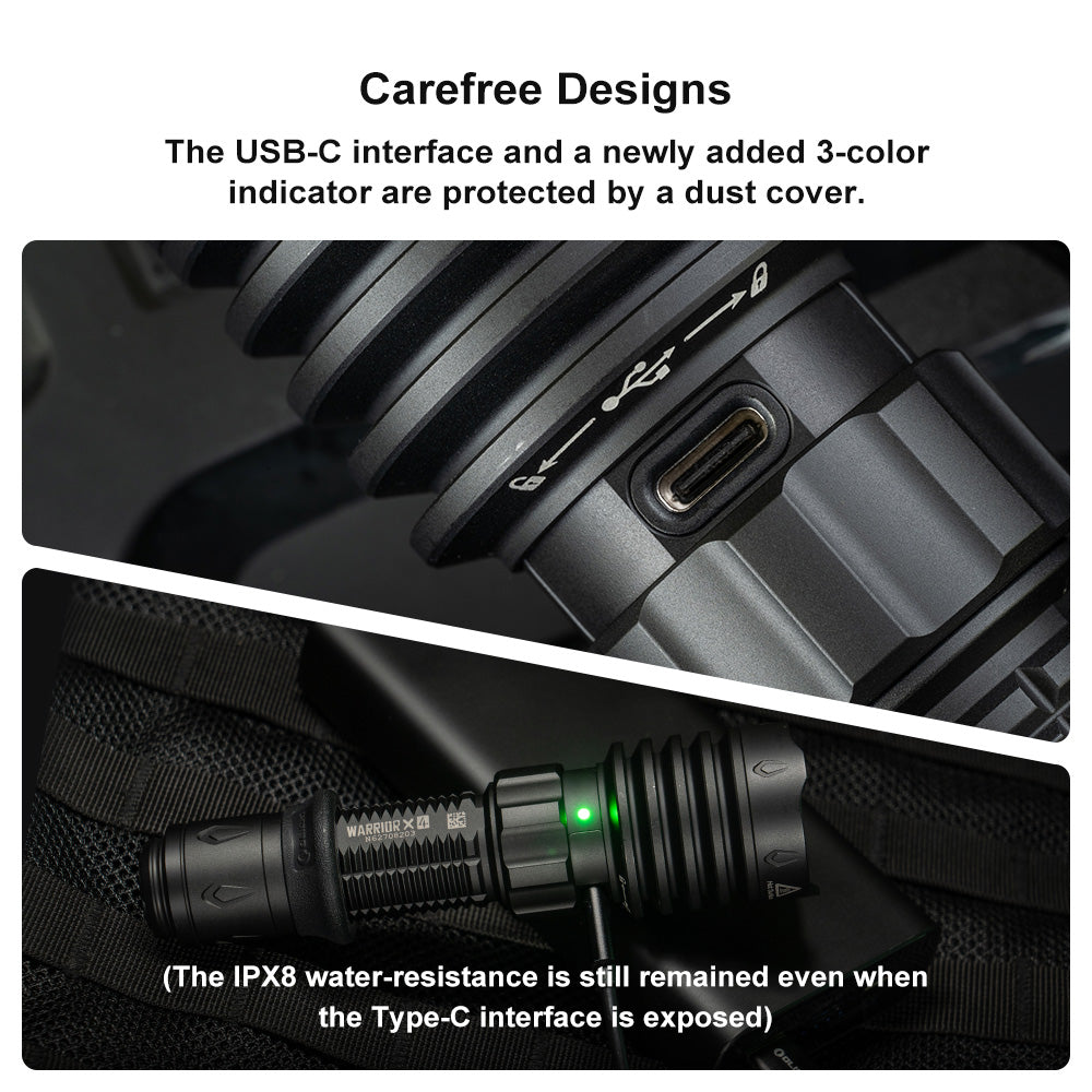 OLight - Warrior X 4 USB-C and MCC Rechargeable Tactical Flashlight With Holster
