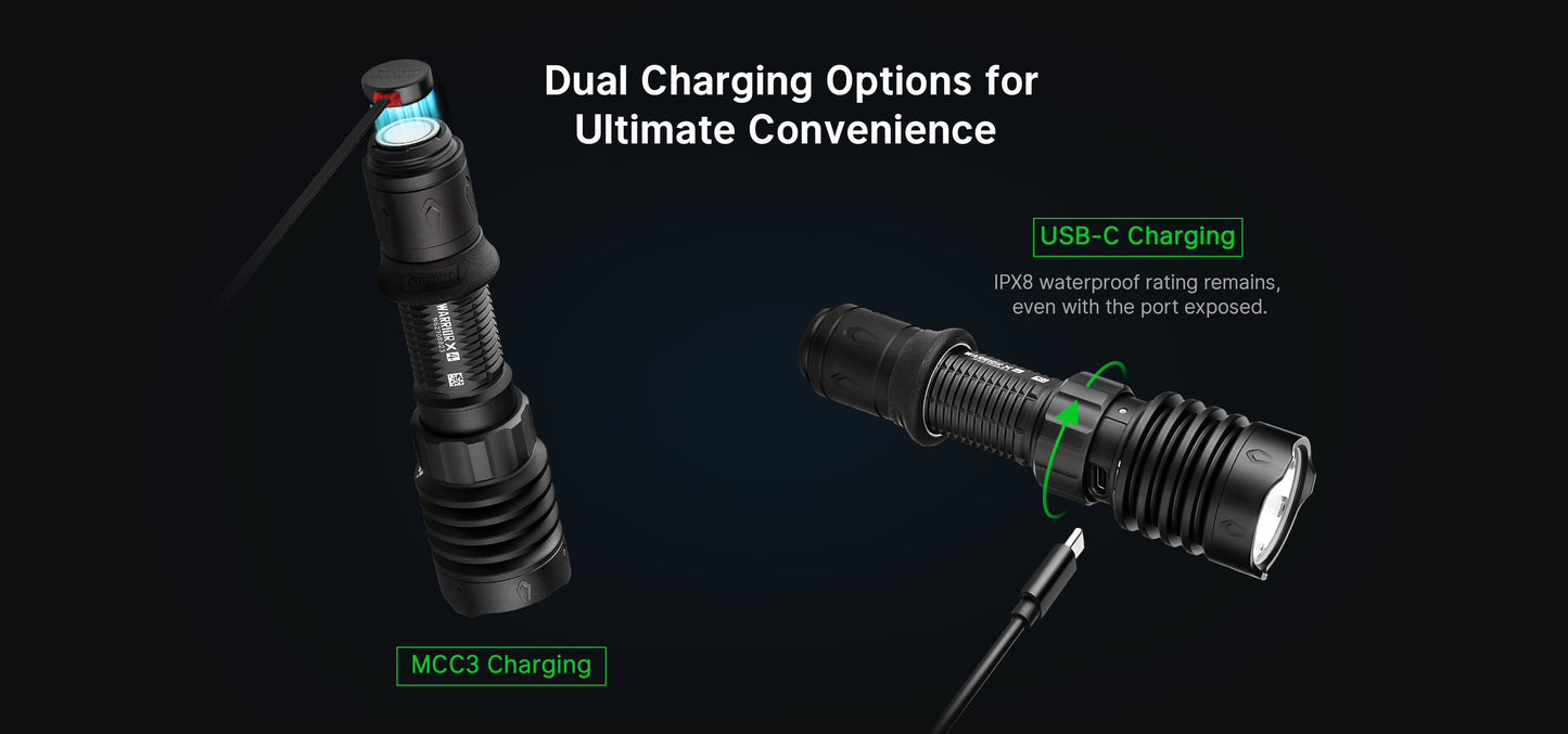 OLight - Warrior X 4 USB-C and MCC Rechargeable Tactical Flashlight With Holster