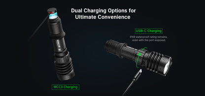 OLight - Warrior X 4 USB-C and MCC Rechargeable Tactical Flashlight With Holster