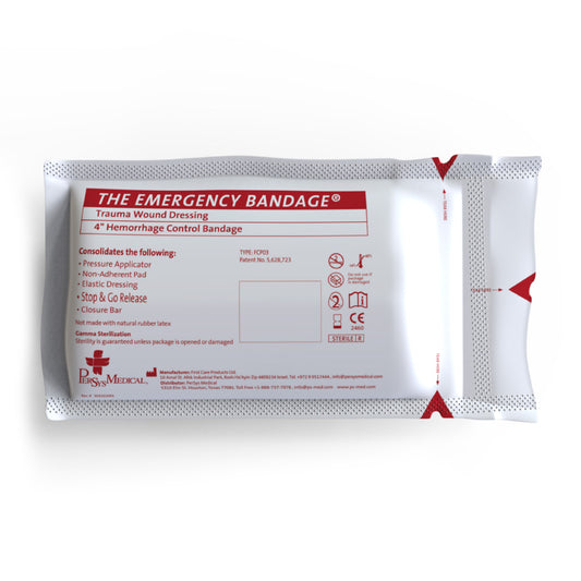 4-Inch Emergency Bandage – White AKA THE ISRAELI BANDAGE® by PERSYS MEDICAL - (Limit 3 Per Customer)