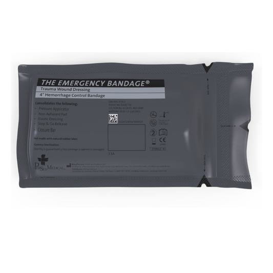 4-Inch Emergency Bandage® – Green - Military - AKA: THE ISRAELI BANDAGE® by PERSYS MEDICAL - (Limit 3 Per Customer)